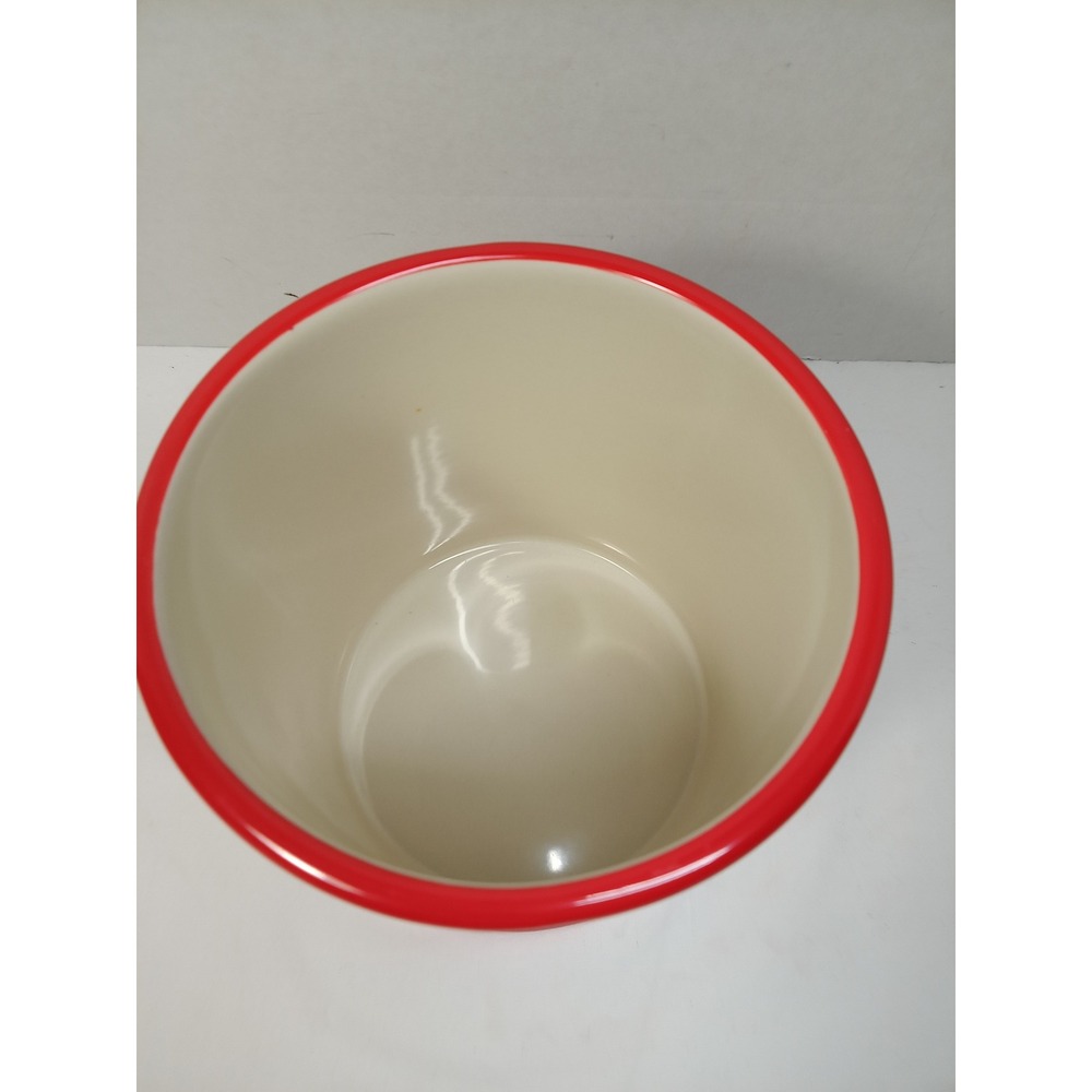 Pioneer Woman Country Garden Utensil Crock 6.5" Stoneware Floral Red Trim New - Picture 3 of 4